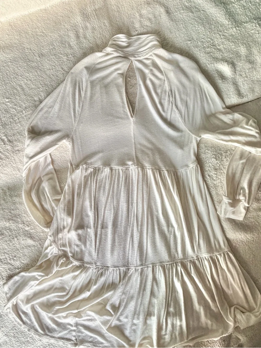 Free People Ivory Empire Waist Tiered Tunic Top XS